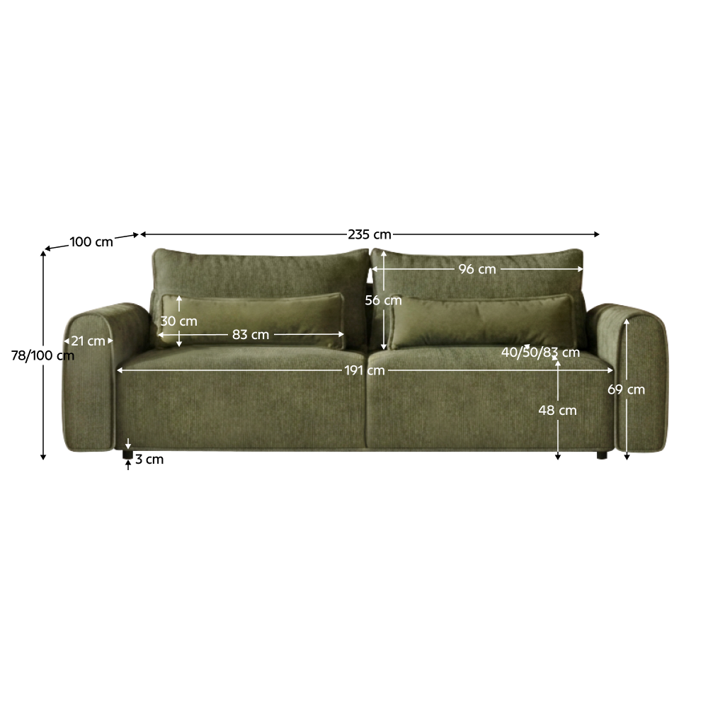 Rozkladacia pohovka, zelená, KIRO BIG SOFA