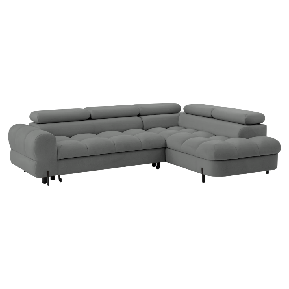 Rohová sedací souprava, šedá, pravá, BERON ROH