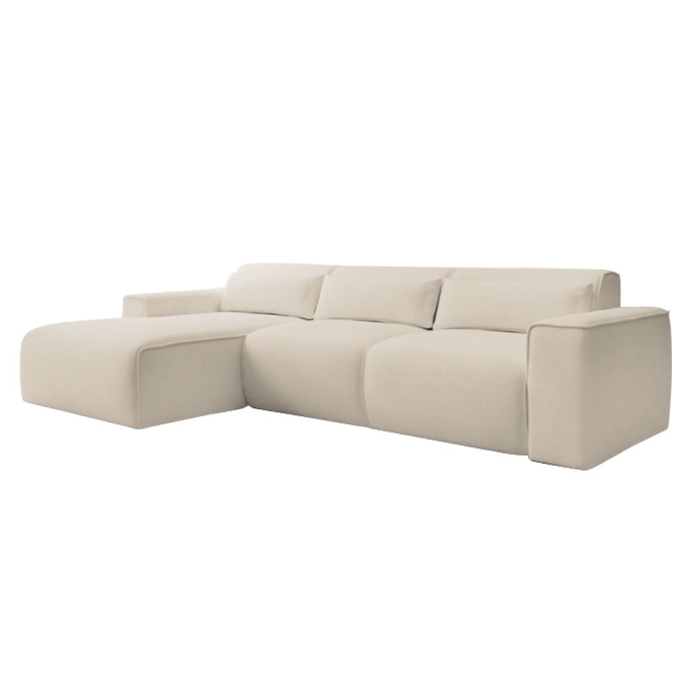 Rohová sedací souprava, béžová, levá, LORENY ROH