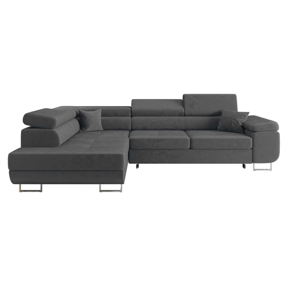 Rohová sedací souprava, šedá, levá, ANTON ROH