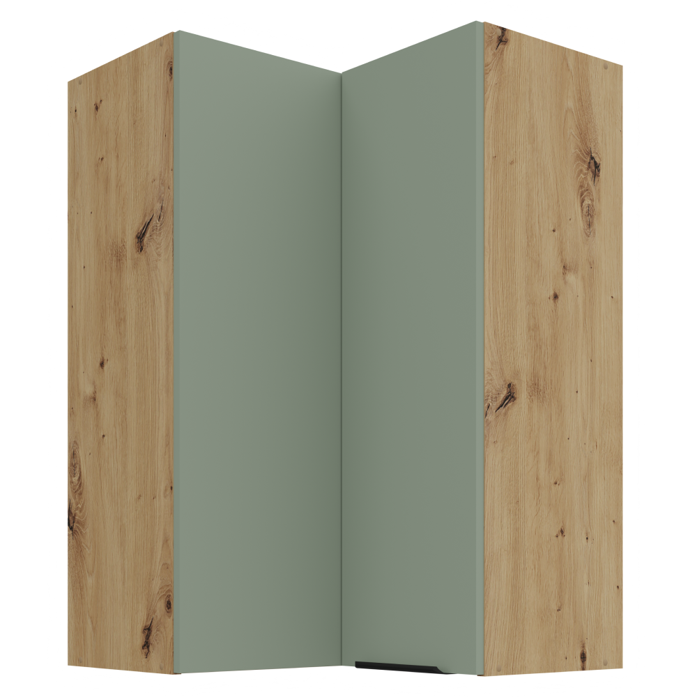 Horná rohová skrinka, aquamarine/dub artisan, ARSANY 60x60 GN-90 2F