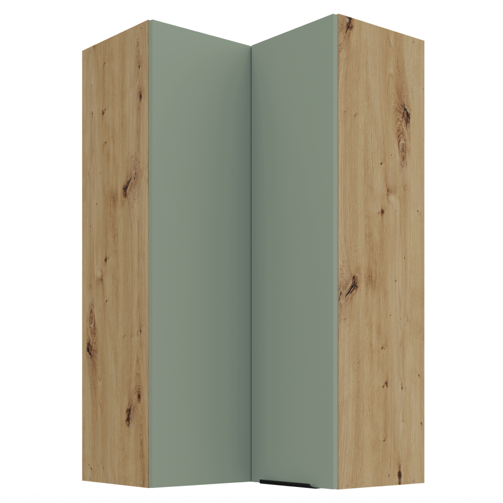 Horná rohová skrinka, aquamarine/dub artisan, ARSANY 60x60 GN-108 2F