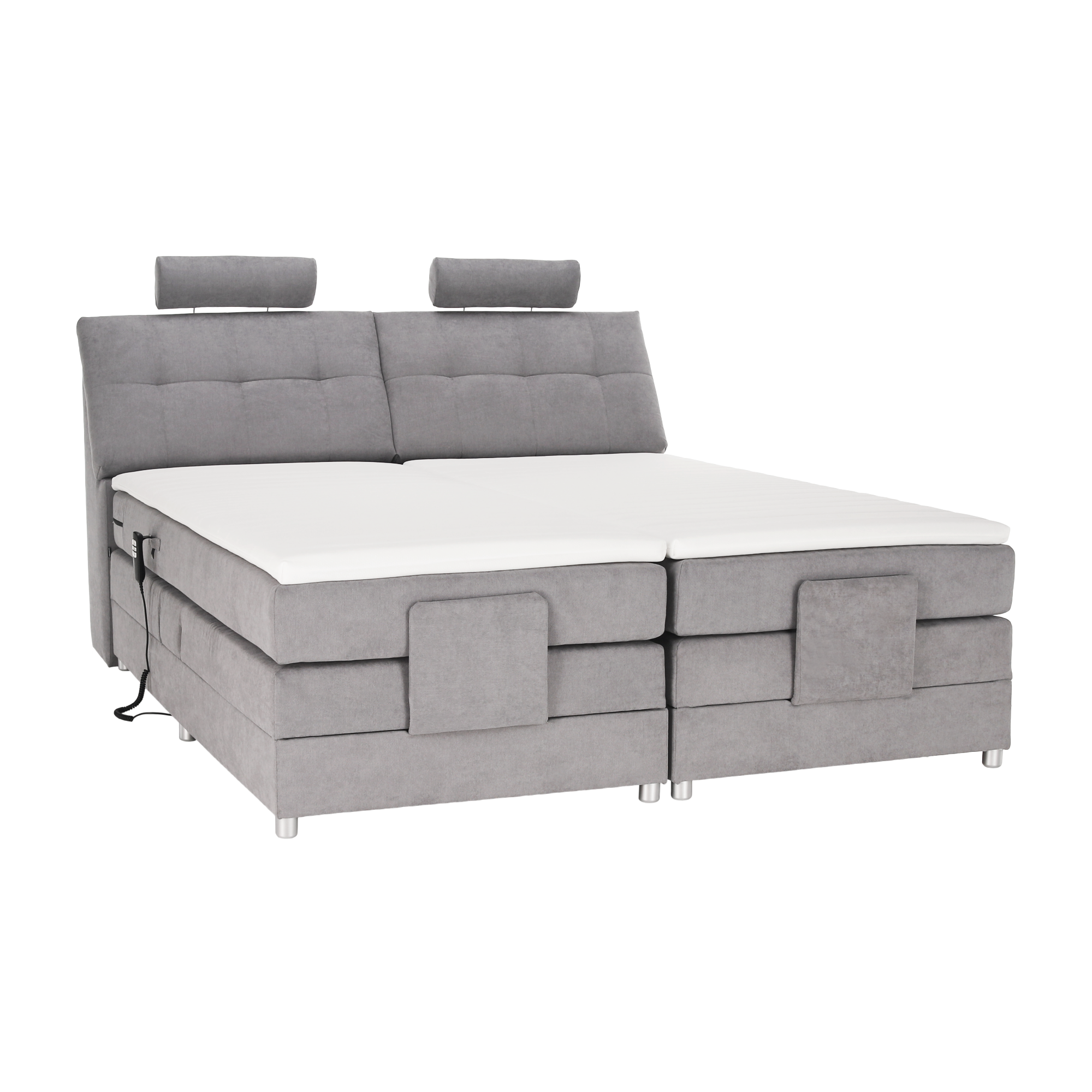 Elektrická polohovací postel, boxspring, šedá, 180x200, POLERMA PP1, poškozené zboží