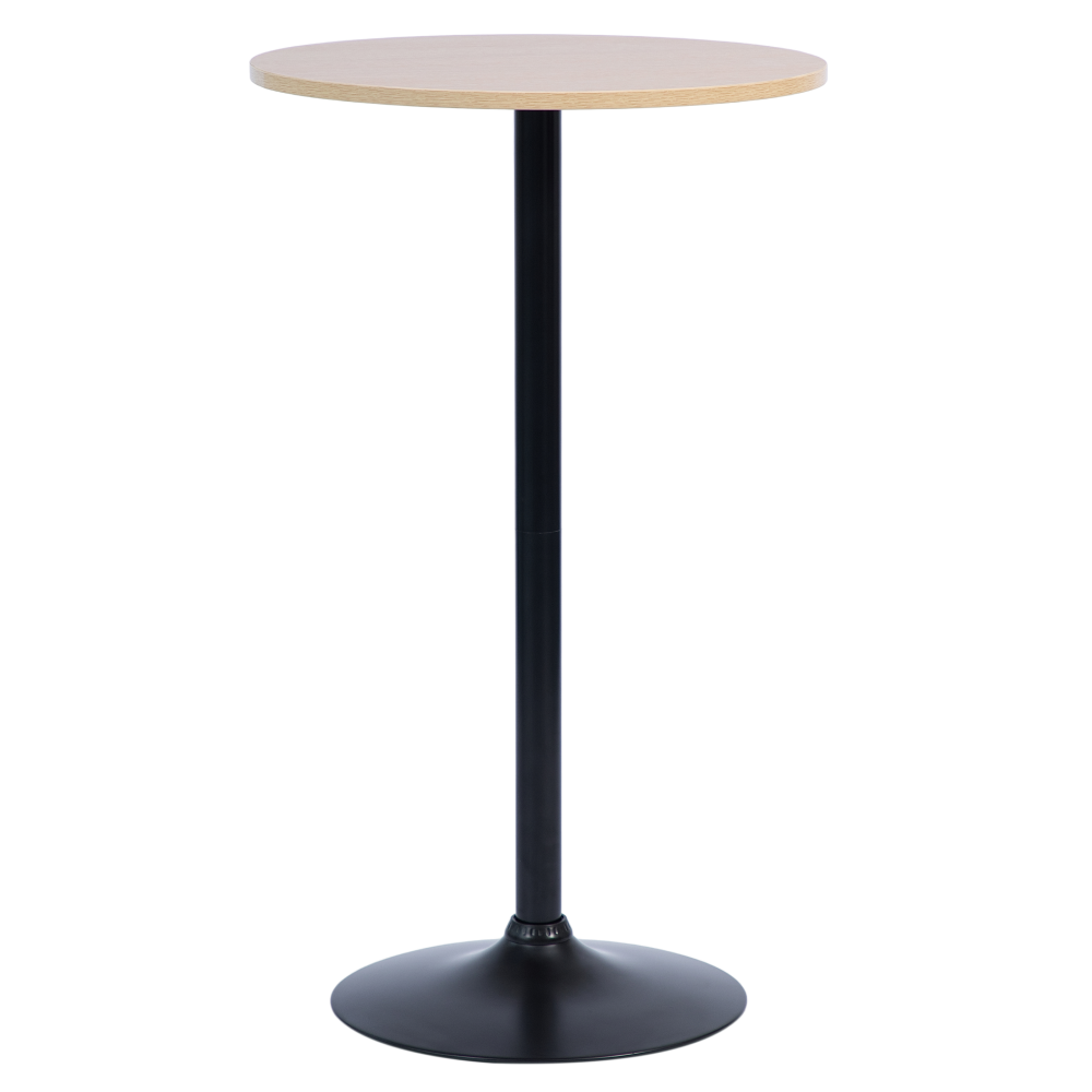 Barový stôl, dub/čierna, priemer 60 cm, MAZEN
