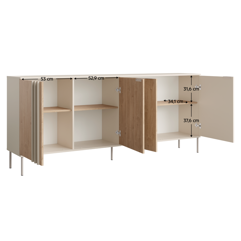 Komoda 4D, kašmír/dub artisan, RIMINA