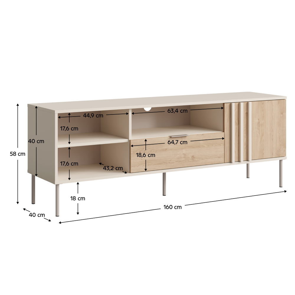 TV stolík, kašmír/dub artisan, RIMINA