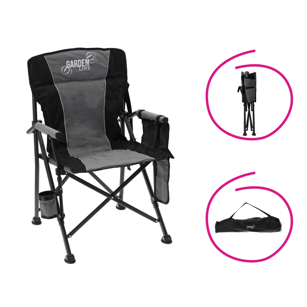 Kempové křeslo, šedá/černá, KOPAR