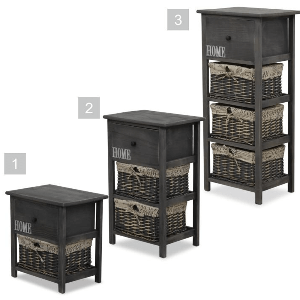 Komód, 2 kosár, 1 fiók, szürke-barna, DARKIE 2 Komód, 2 kosár, 1 fiók, szürke-barna, DARKIE 2