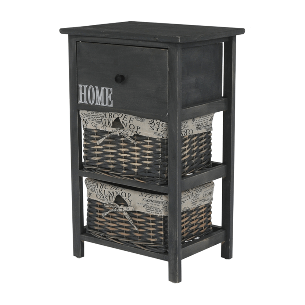 Komód, 2 kosár, 1 fiók, szürke-barna, DARKIE 2 Komód, 2 kosár, 1 fiók, szürke-barna, DARKIE 2