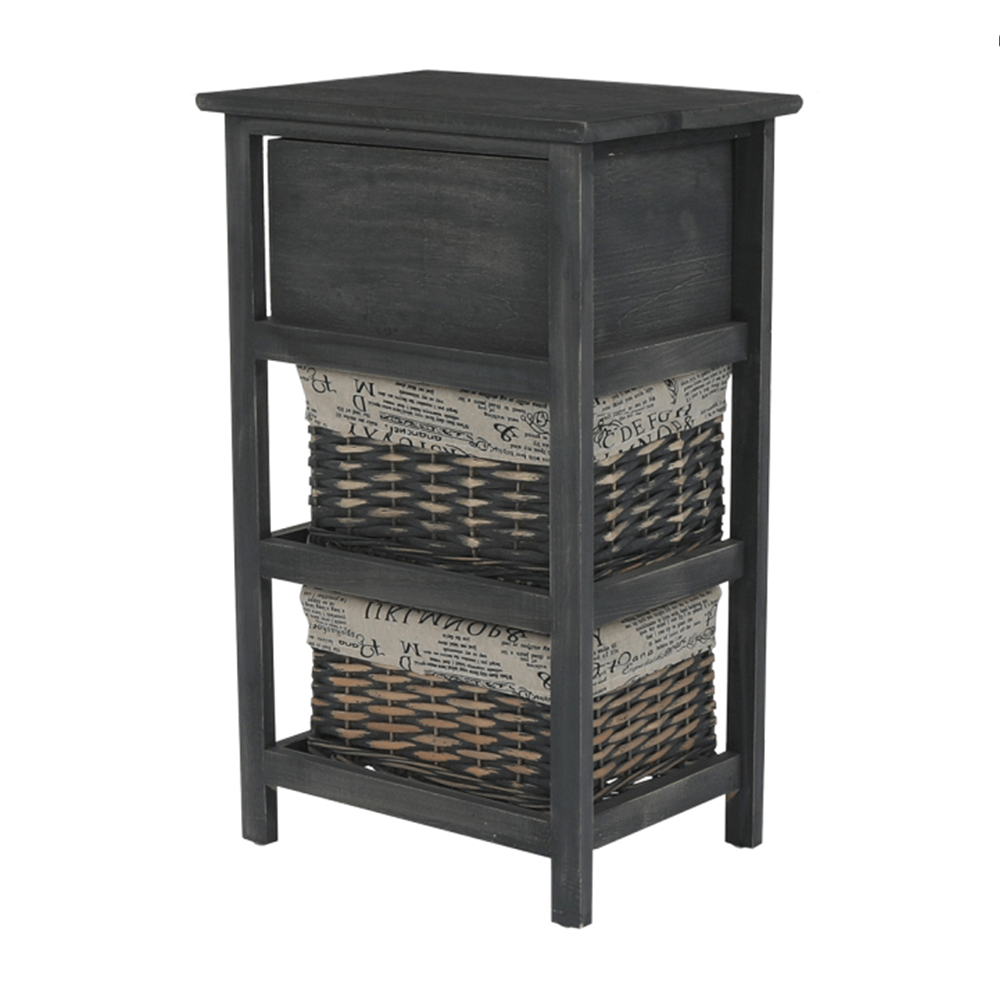 Komód, 2 kosár, 1 fiók, szürke-barna, DARKIE 2 Komód, 2 kosár, 1 fiók, szürke-barna, DARKIE 2