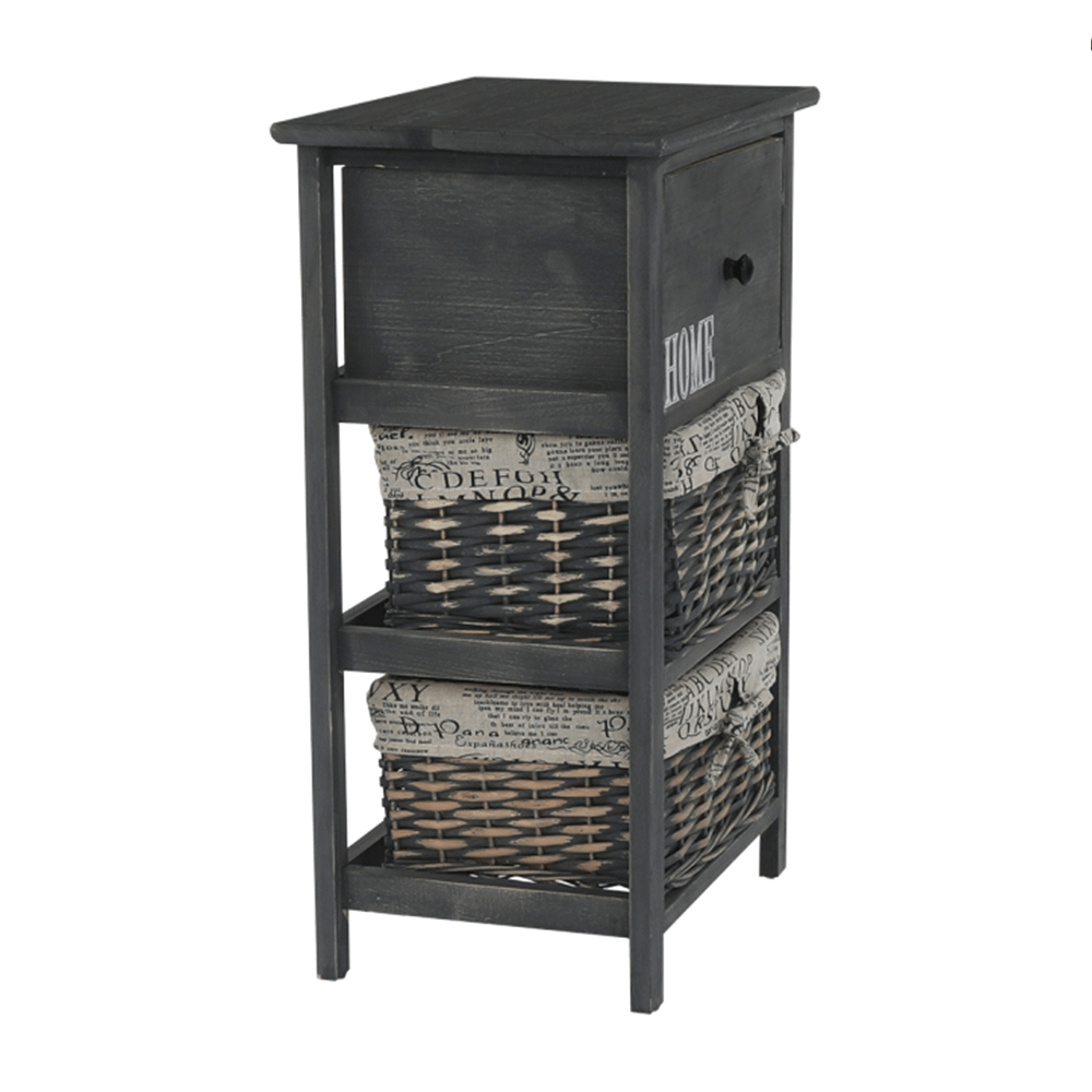 Komód, 2 kosár, 1 fiók, szürke-barna, DARKIE 2 Komód, 2 kosár, 1 fiók, szürke-barna, DARKIE 2