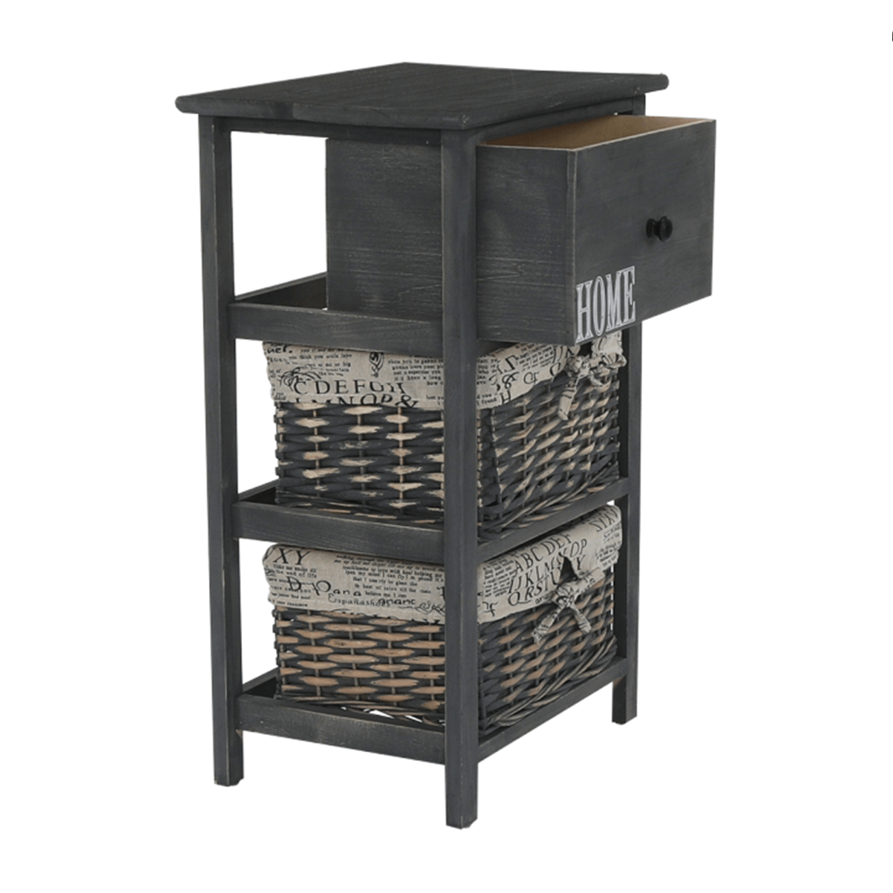 Komód, 2 kosár, 1 fiók, szürke-barna, DARKIE 2 Komód, 2 kosár, 1 fiók, szürke-barna, DARKIE 2