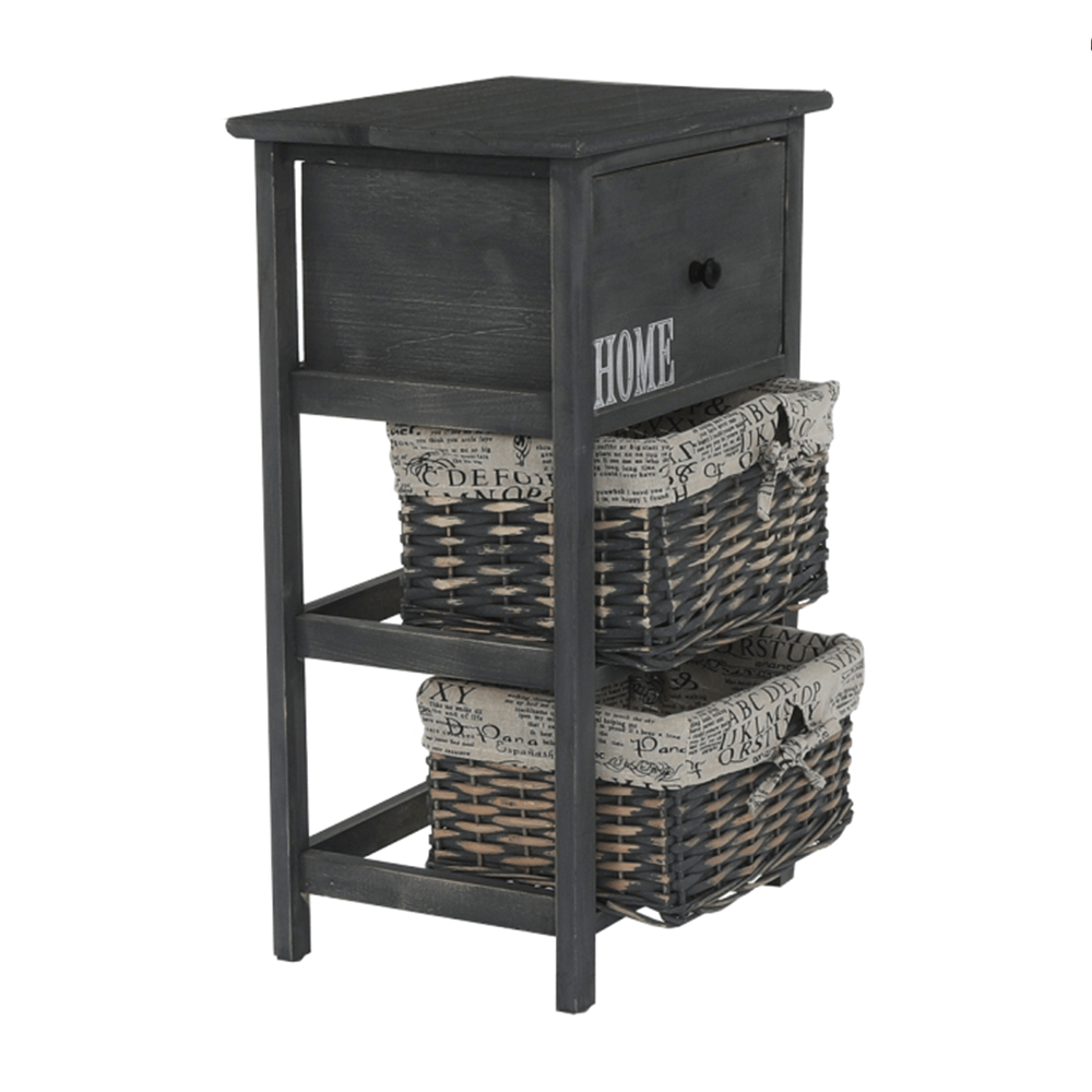 Komód, 2 kosár, 1 fiók, szürke-barna, DARKIE 2 Komód, 2 kosár, 1 fiók, szürke-barna, DARKIE 2