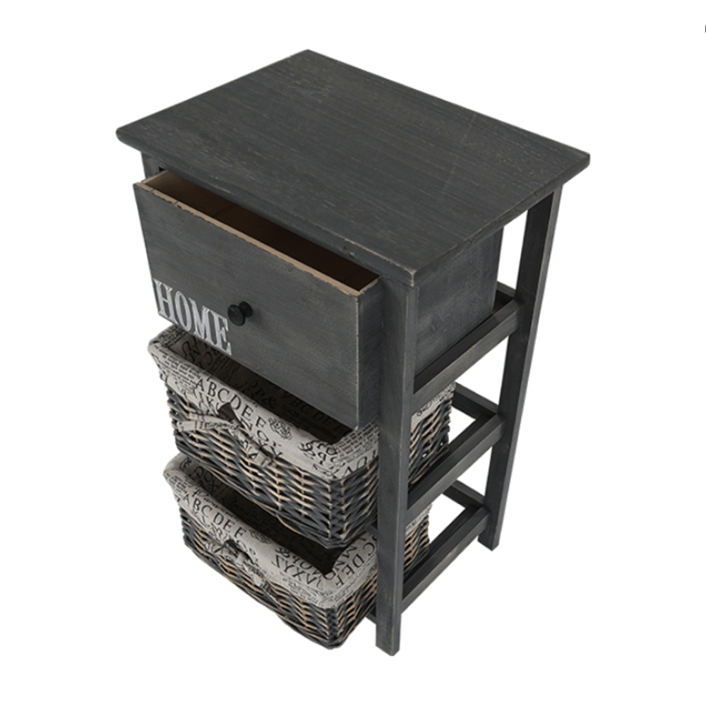 Komód, 2 kosár, 1 fiók, szürke-barna, DARKIE 2 Komód, 2 kosár, 1 fiók, szürke-barna, DARKIE 2