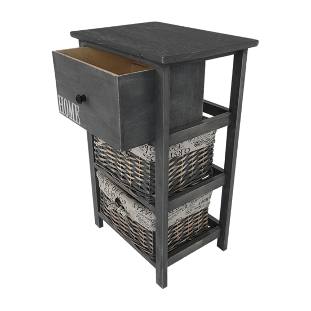 Komód, 2 kosár, 1 fiók, szürke-barna, DARKIE 2 Komód, 2 kosár, 1 fiók, szürke-barna, DARKIE 2