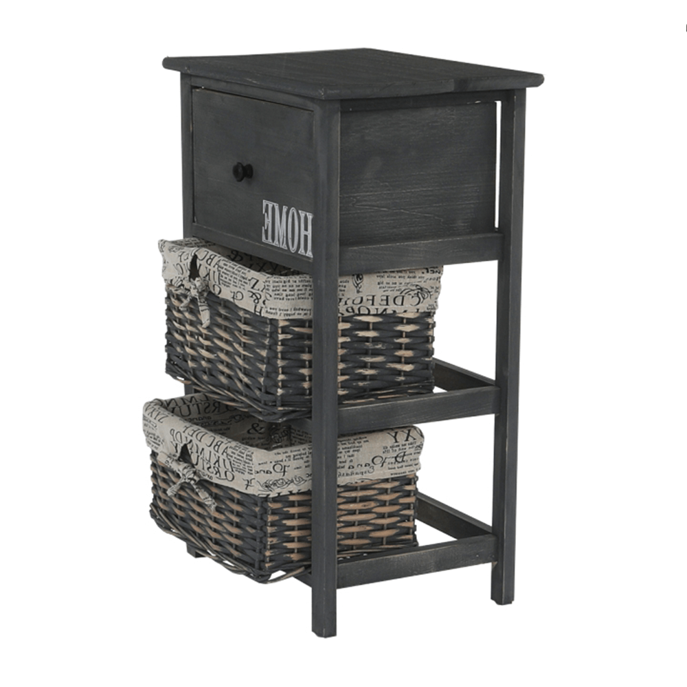 Komód, 2 kosár, 1 fiók, szürke-barna, DARKIE 2 Komód, 2 kosár, 1 fiók, szürke-barna, DARKIE 2