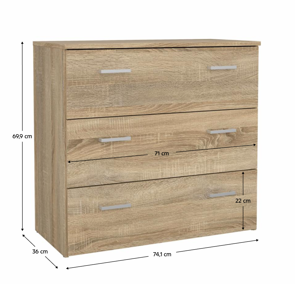 komód, tölgy sonoma, GARBO 3 komód, tölgy sonoma, GARBO 3