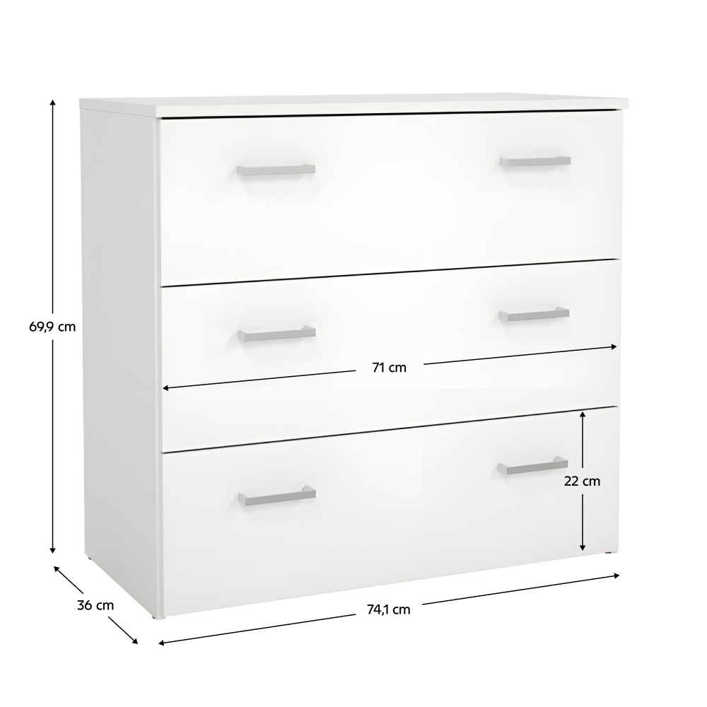 Komód, fehér, GARBO 3 Komód, fehér, GARBO 3