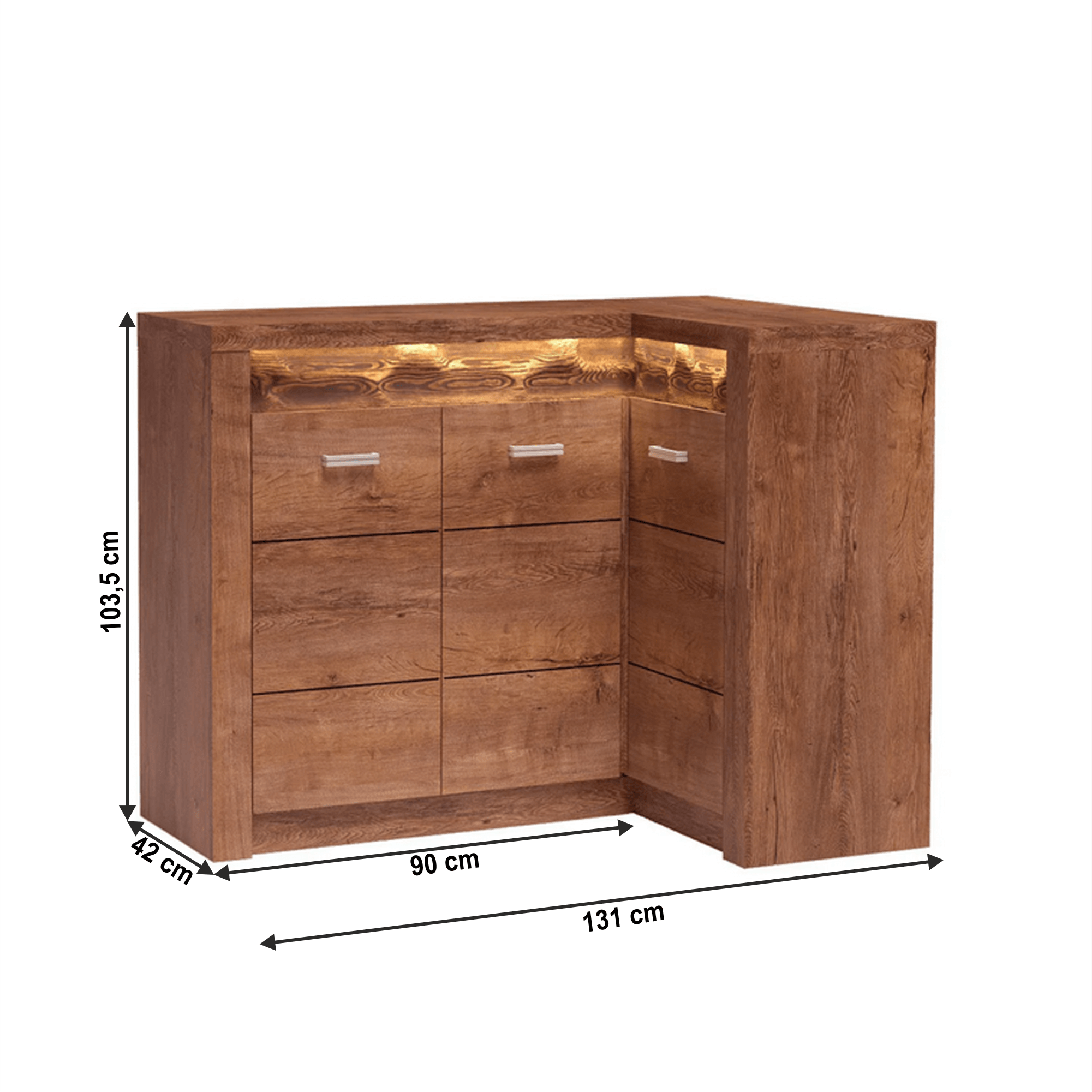 Rohová komoda, jaseň svetlý, INFINITY I-15