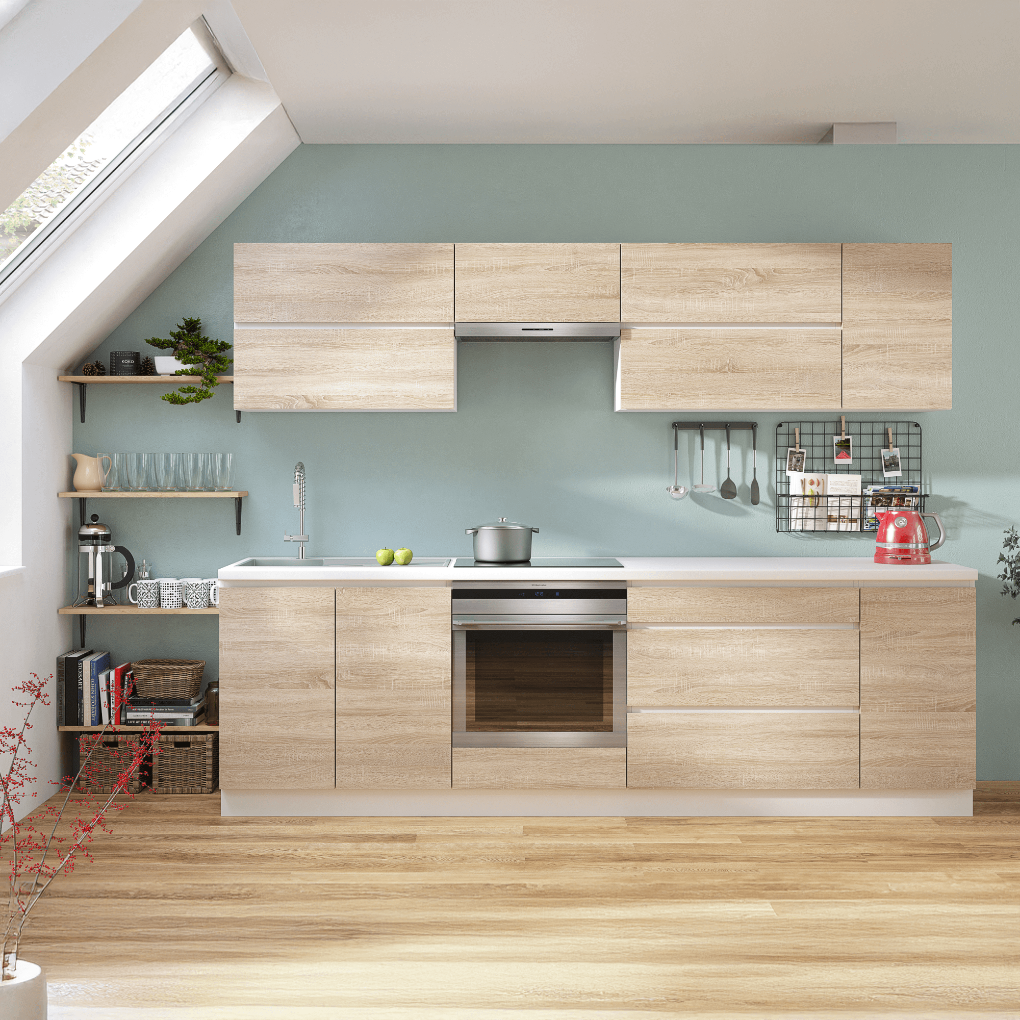 Felsőszekrény polccal, fehér, LINE Felsőszekrény polccal, fehér, LINE