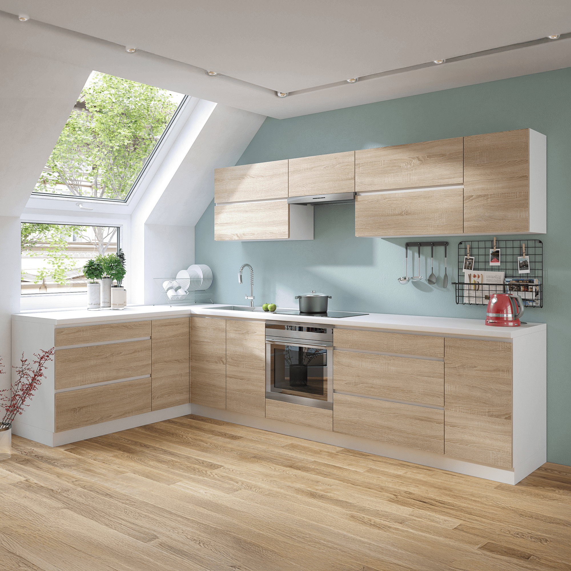 Felsőszekrény egy ajtóval, tölgy sonoma, jobbos, LINE G30