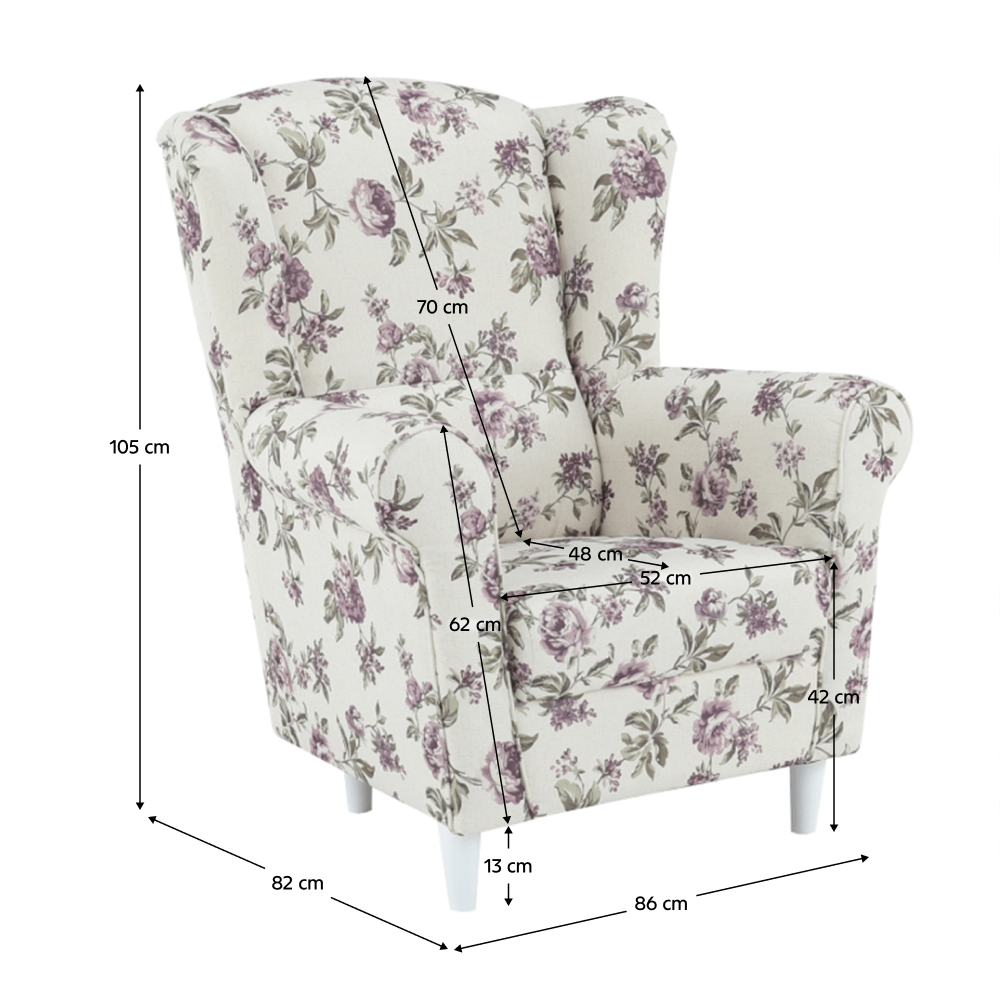 Kreslo ušiak, látka rose 18, CHARLOT