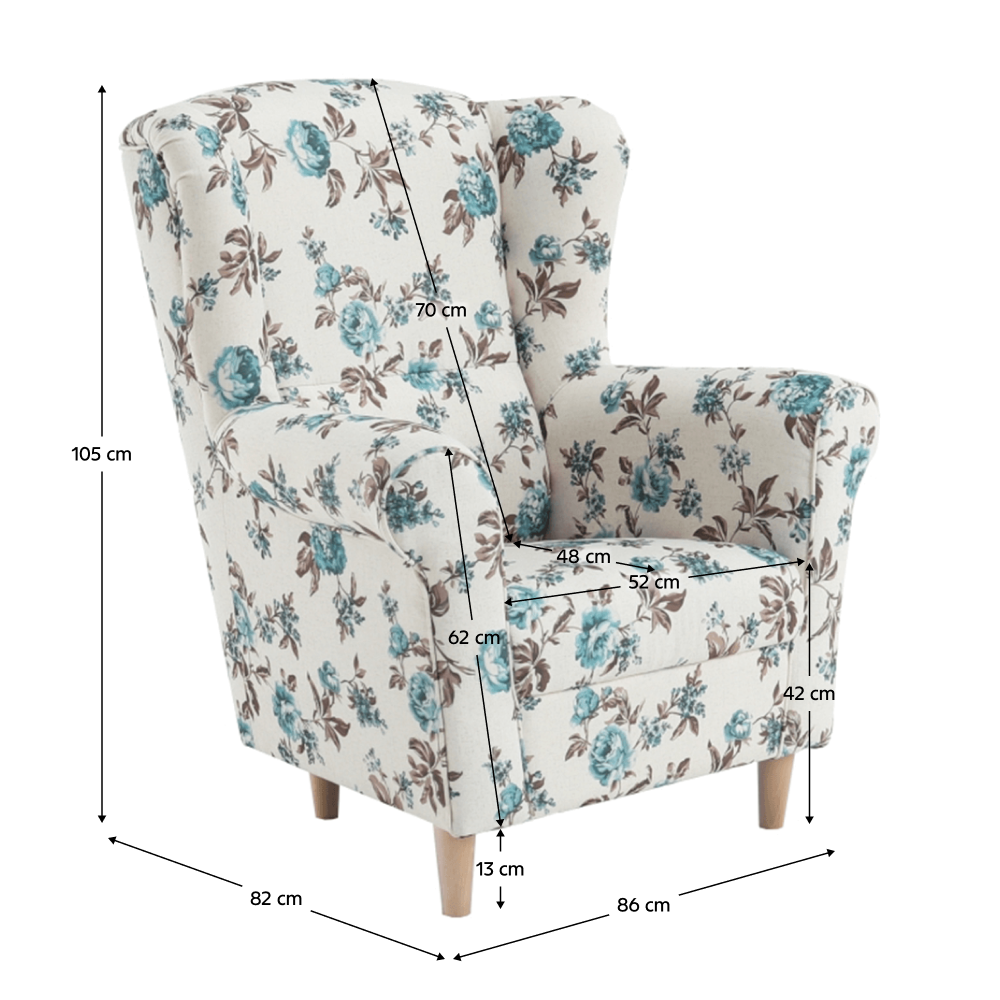 Kreslo ušiak, látka rose 14, CHARLOT