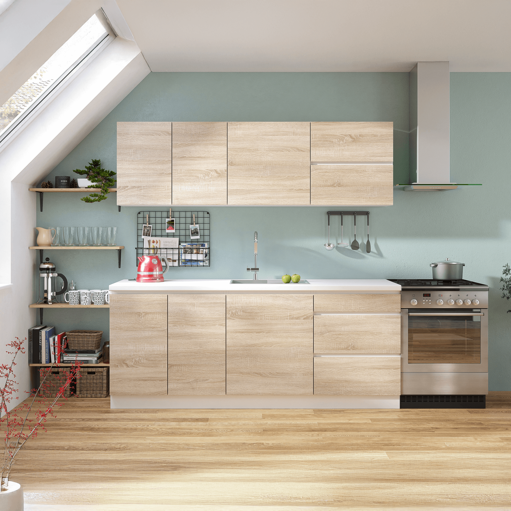 Magas élelmiszer szekrény, tölgy sonoma, jobbos, LINE Magas élelmiszer szekrény, tölgy sonoma, jobbos, LINE