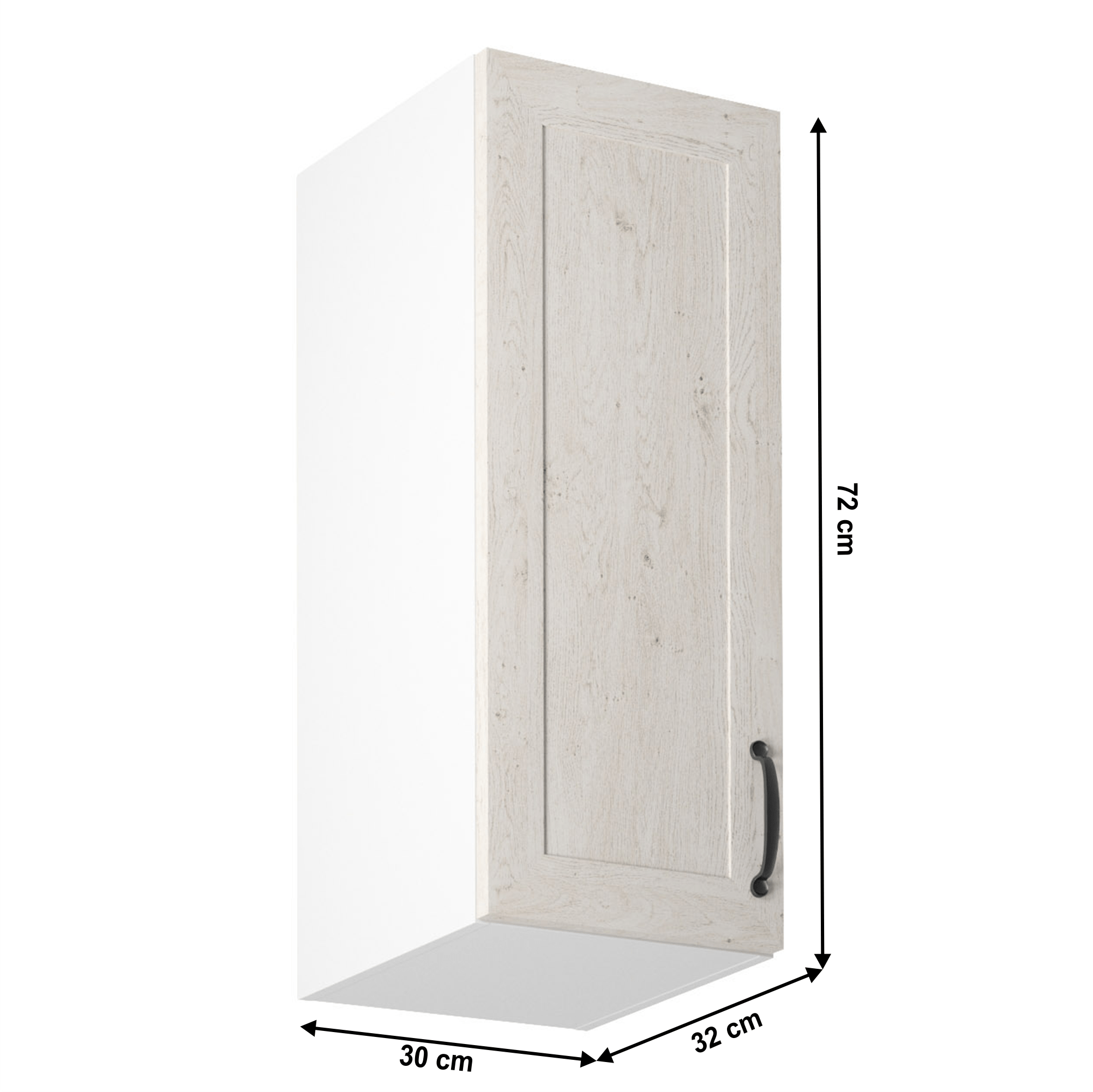 Horní skříňka, bílá / sosna skandinávská, levá, ROYAL G30