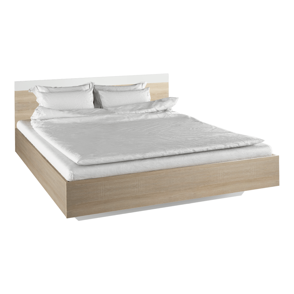 Dupla ágy, tölgy sonoma/fehér, 180x200, gabriela