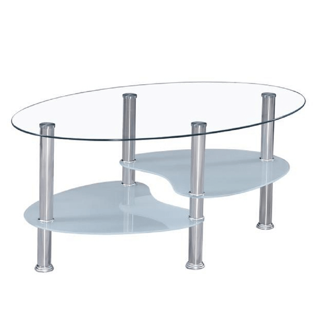 Dohányzóasztal, acél/átlátszó üveg/tejüveg, WAVE NEW