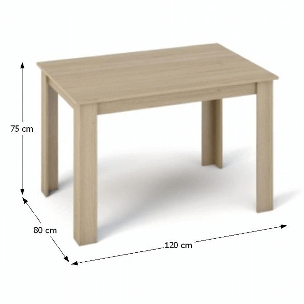 Étkezőasztal, tölgy sonoma, 120x80 cm, KRAZ