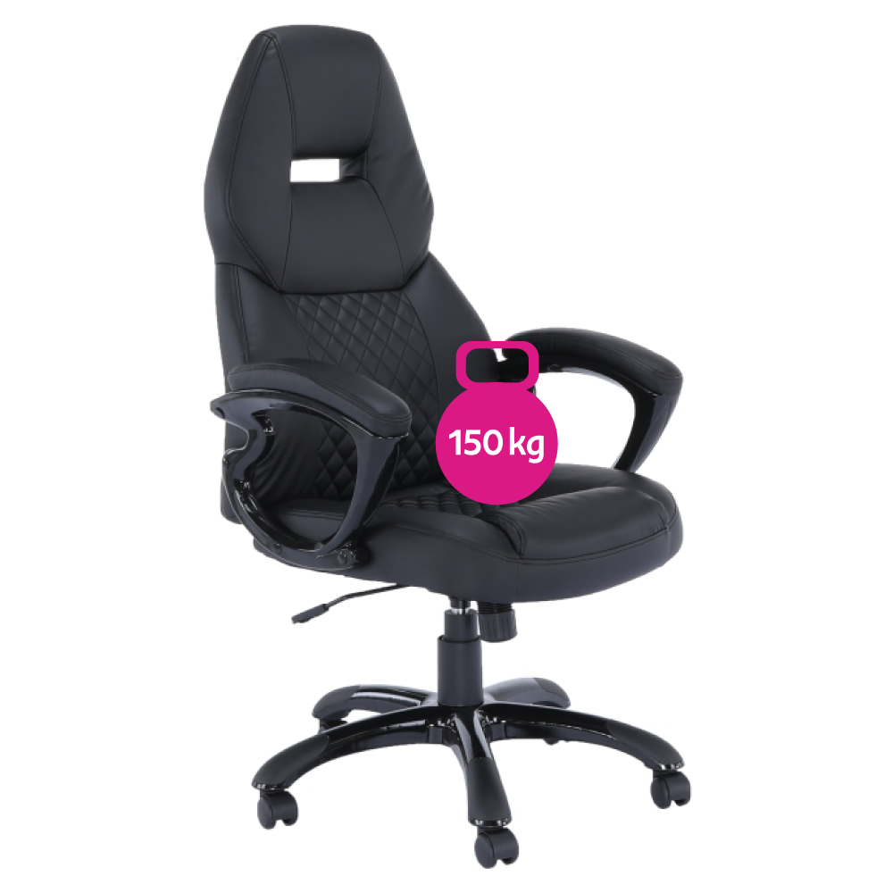 Kancelářské křeslo, ekokůže černá, HEVYR