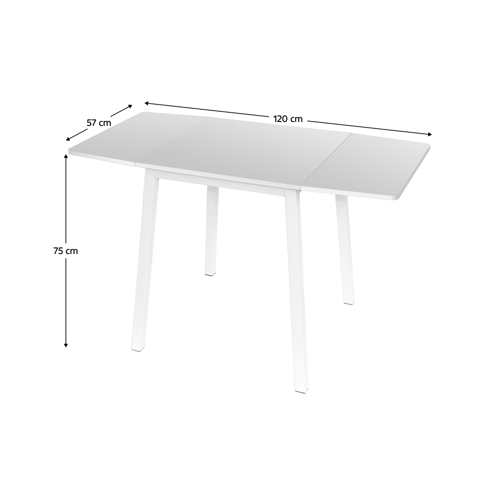 Étkezőasztal, MDF fóliázott/fém, fehér, 60-120x60 cm, MAURO Étkezőasztal, MDF fóliázott/fém, fehér, 60-120x60 cm, MAURO