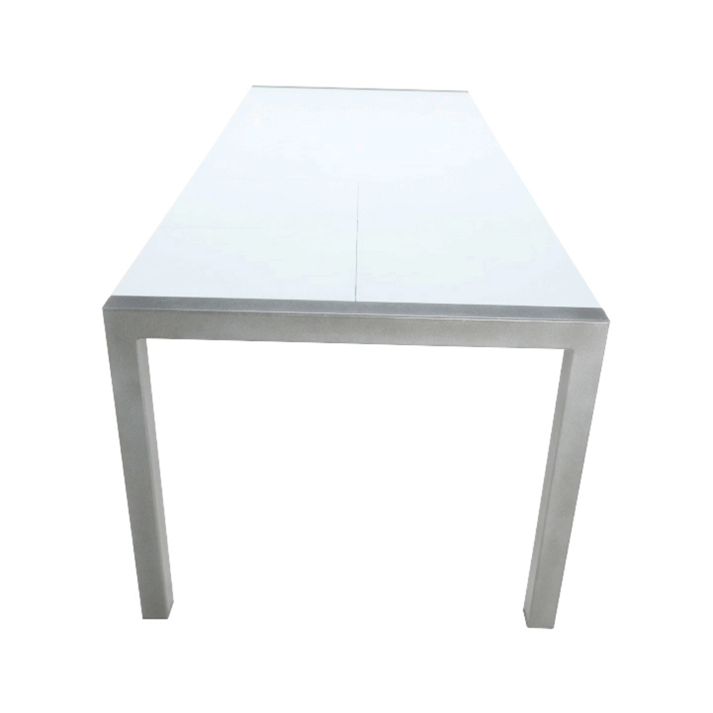 Masă dining, pliabilă, MDF / metal, alb strălucitor HG, 150-190-230x90 cm, DARO