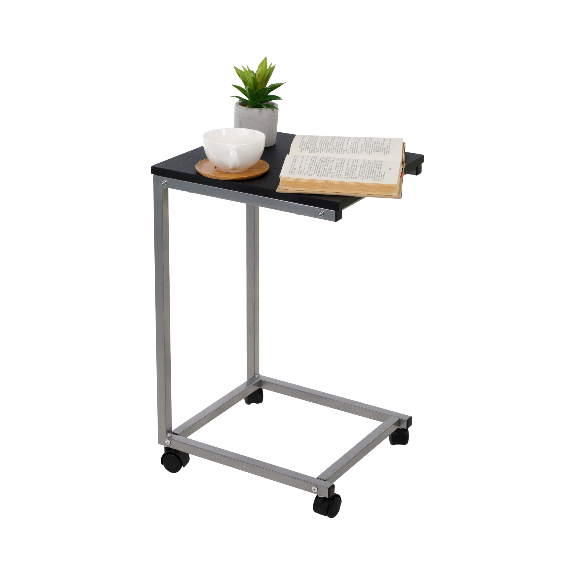 Kisasztal, fekete/fém ezüst, MANNY Kisasztal, fekete/fém ezüst, MANNY