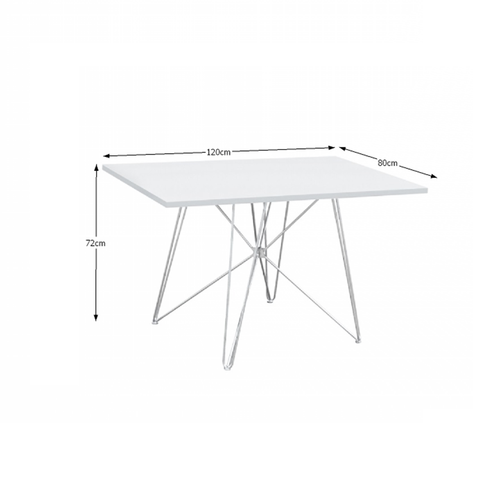 Masă dining, MDF/alb/HG luciu, 120x80 cm, ARTEM