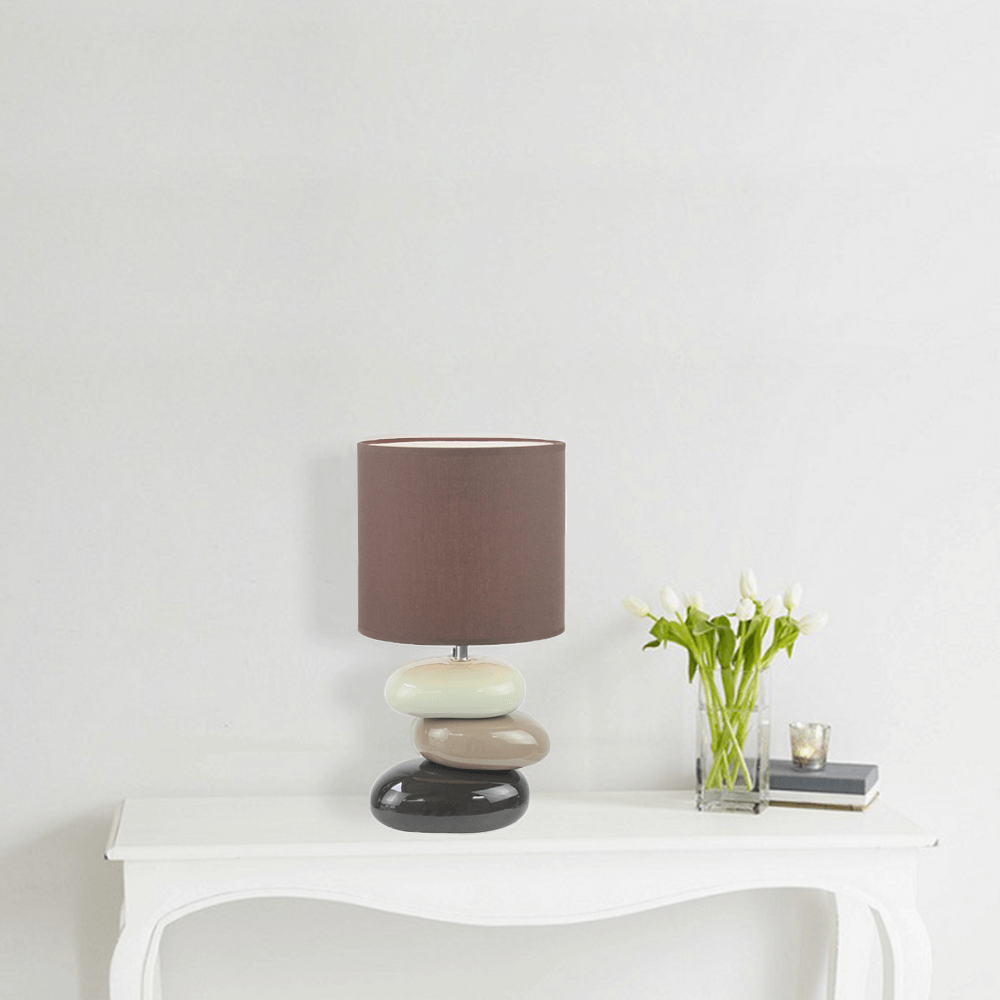 Keramická stolní lampa, kávová, QENNY TYP 5