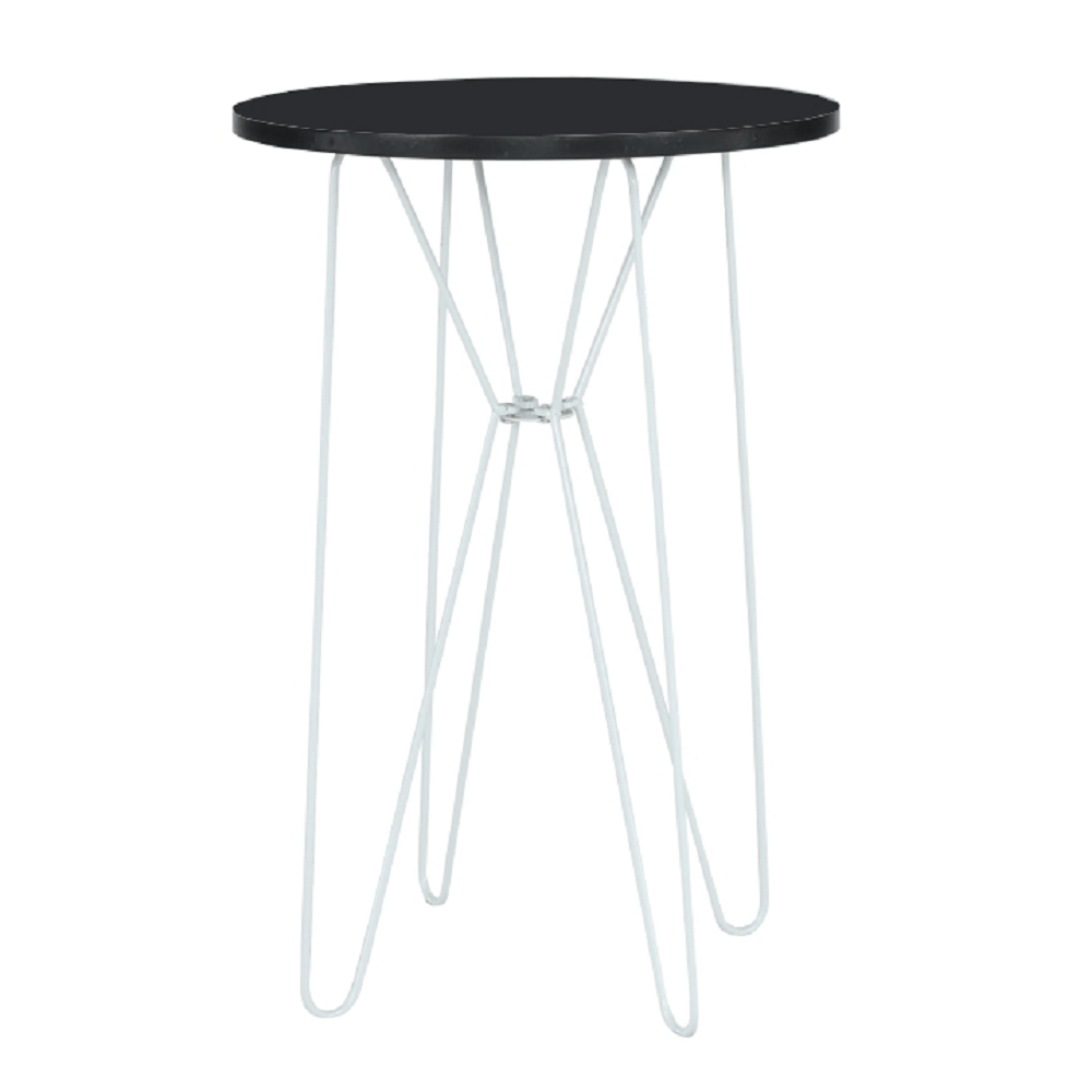 Příruční stolek, černý dub / bílé kovové nohy RUBEN P3, poškozené zboží