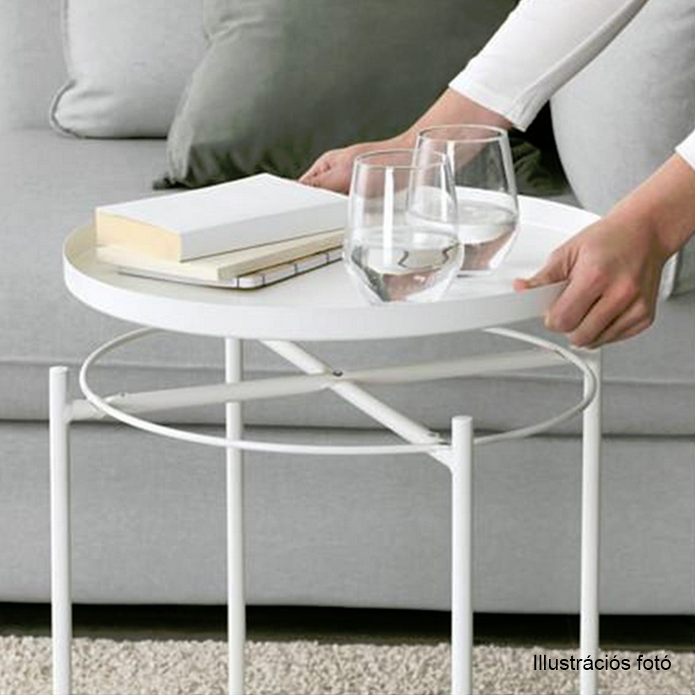 Konzolasztal Kör alakú kerekeken, fehér, DERIN