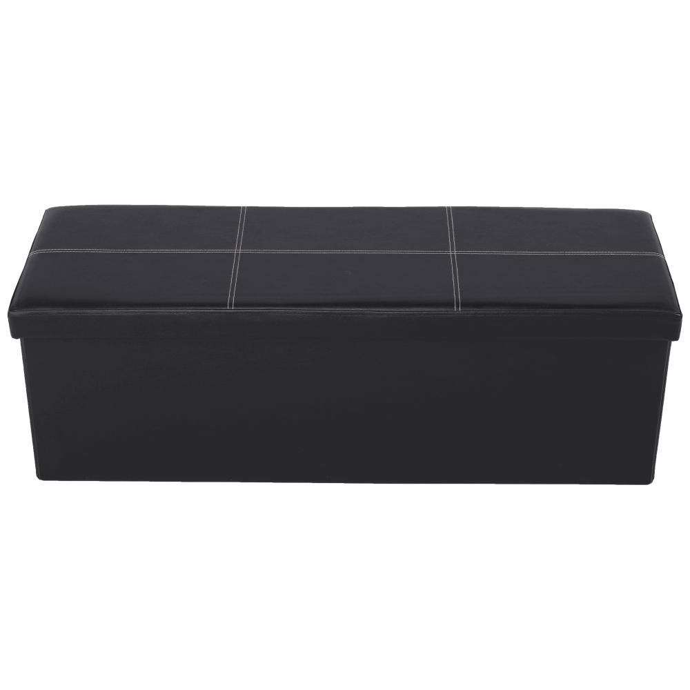 Összehajtható puff, fekete textilbőr, ZAMIRA