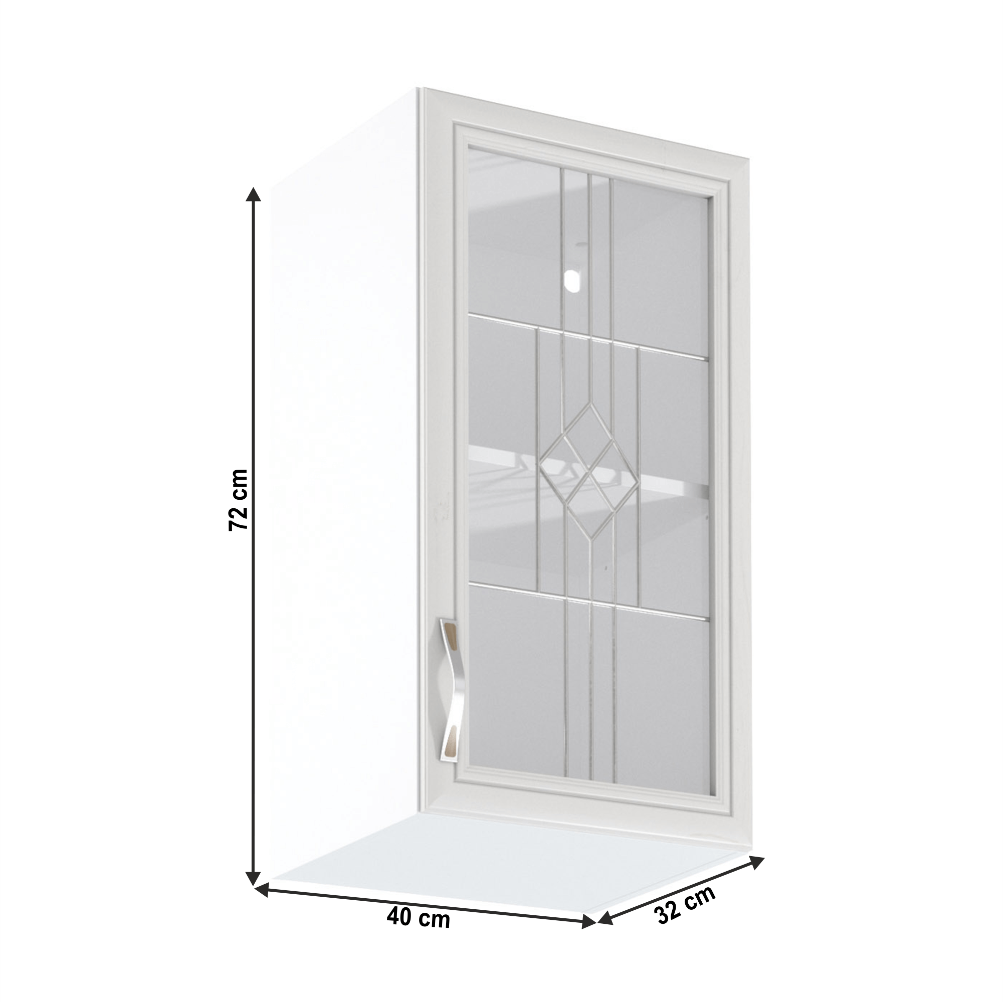 Horní skříňka G40S se sklem, pravá, bíla/sosna Andersen, SICILIA
