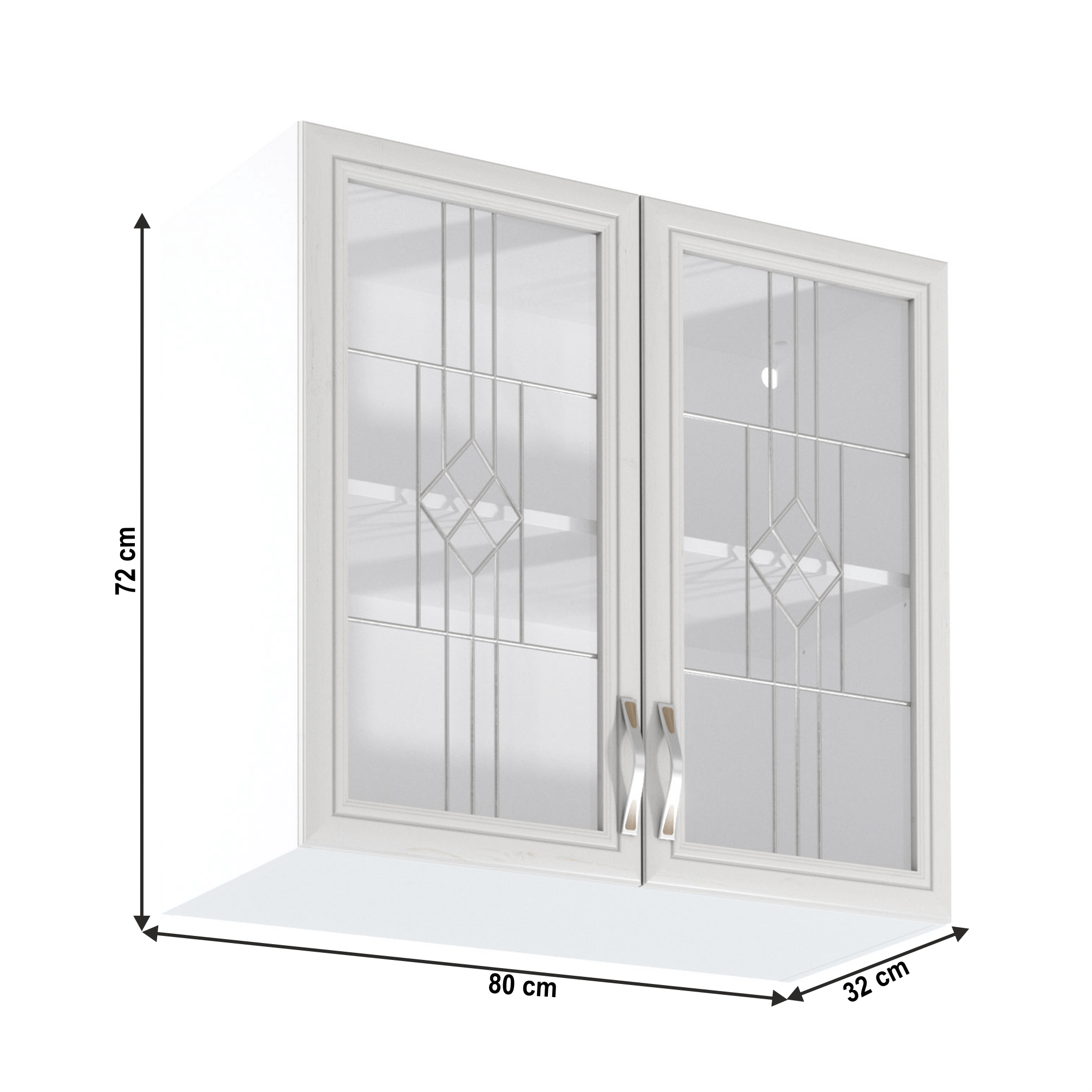 Horní skříňka G80S se sklem, bíla/sosna Andersen, SICILIA
