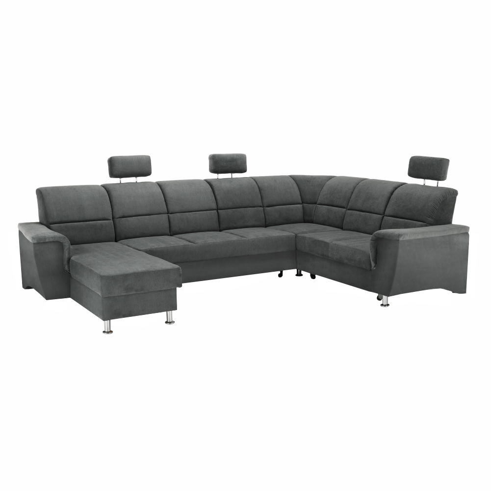 Sedací souprava, látka tmavě šedá, pravá, SANTIAGO U