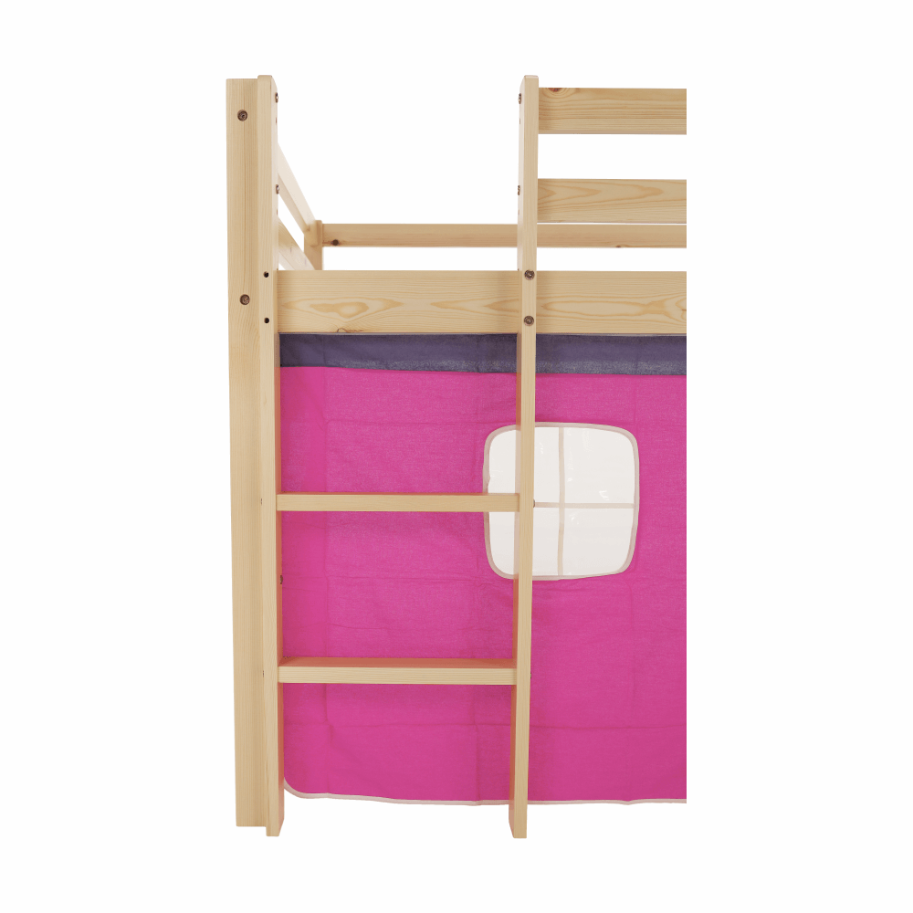 Postel s PC stolem, borovicové dřevo / růžová, 90x200 cm, ALZENA