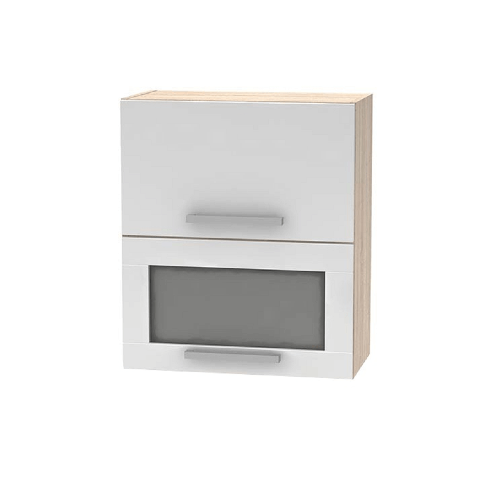 Cabinet superior batant cu sticlă 2DV, stejar sonoma/alb, NOVA PLUS NOPL-009-OH