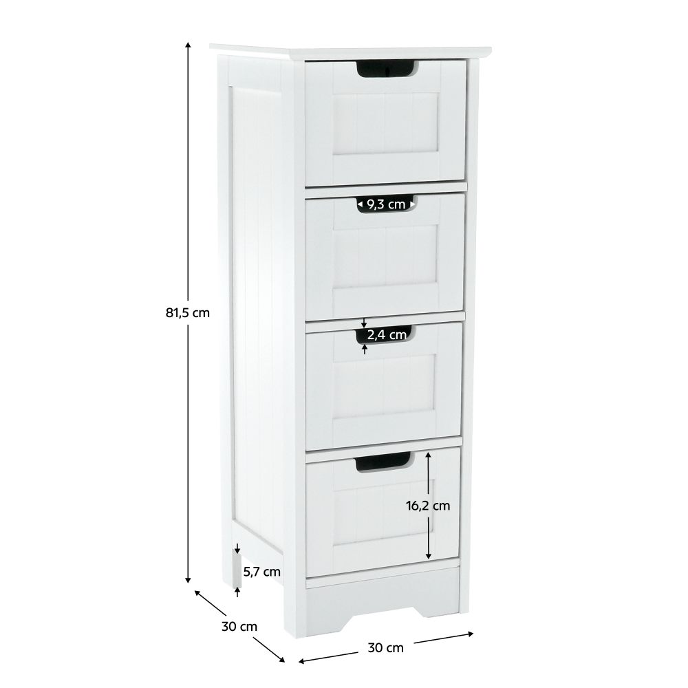 4-fiókos komód, fehér, ATENE TYP 7