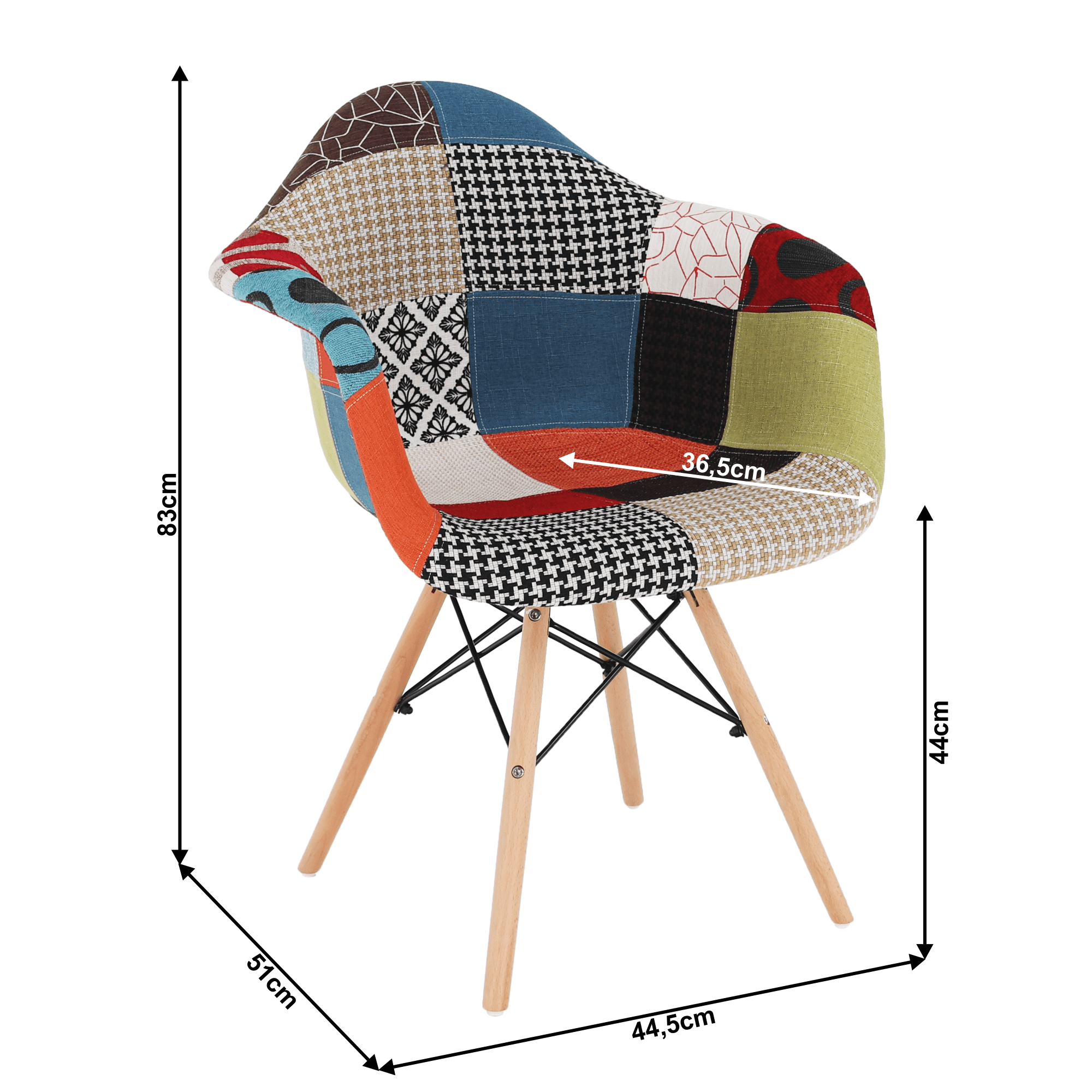 Fotel, patchwork/bükk, TOBO 3  NEW