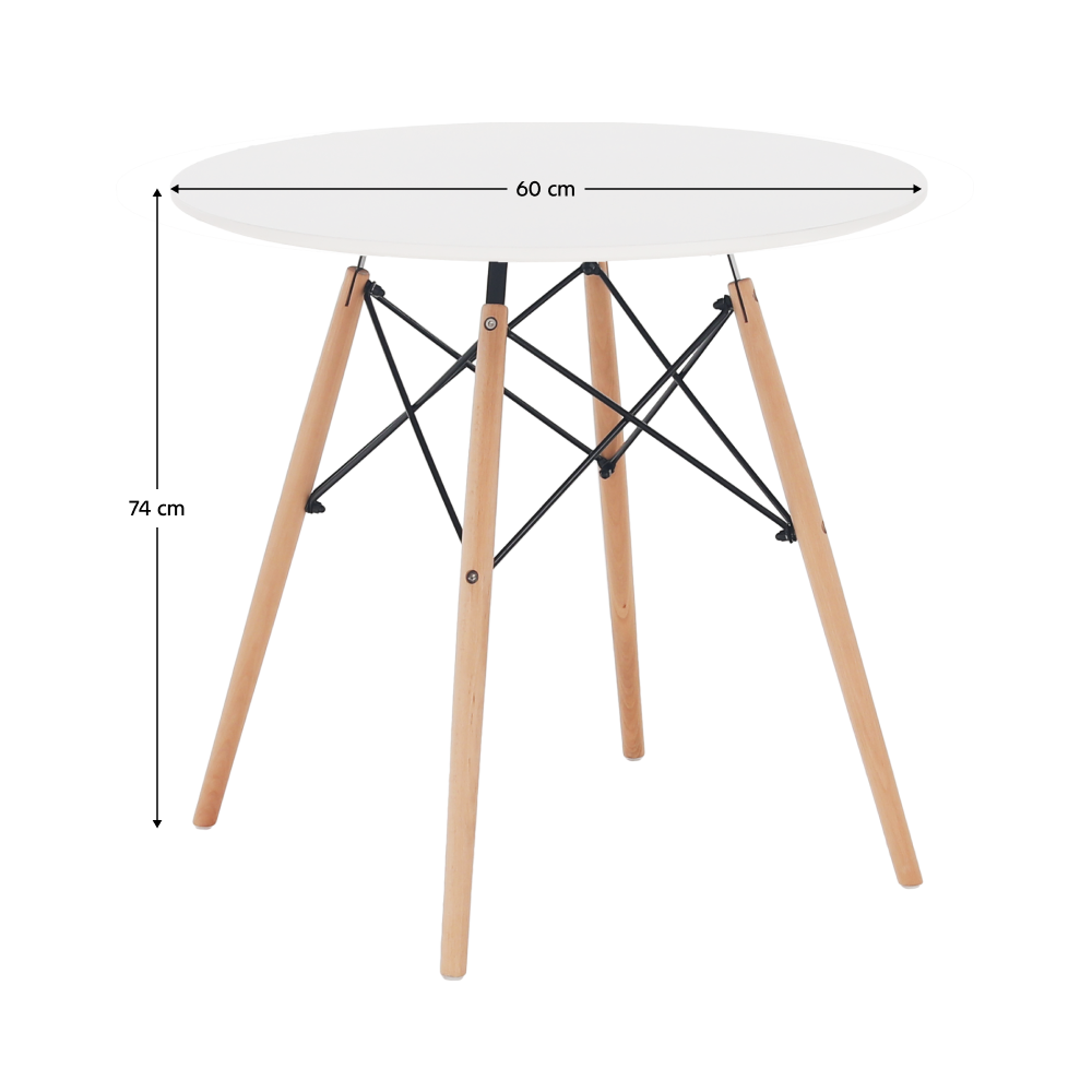 Étkezőasztal, fehér/bükk, átmérő 60 cm, GAMIN NEW 60 Étkezőasztal, fehér/bükk, átmérő 60 cm, GAMIN NEW 60