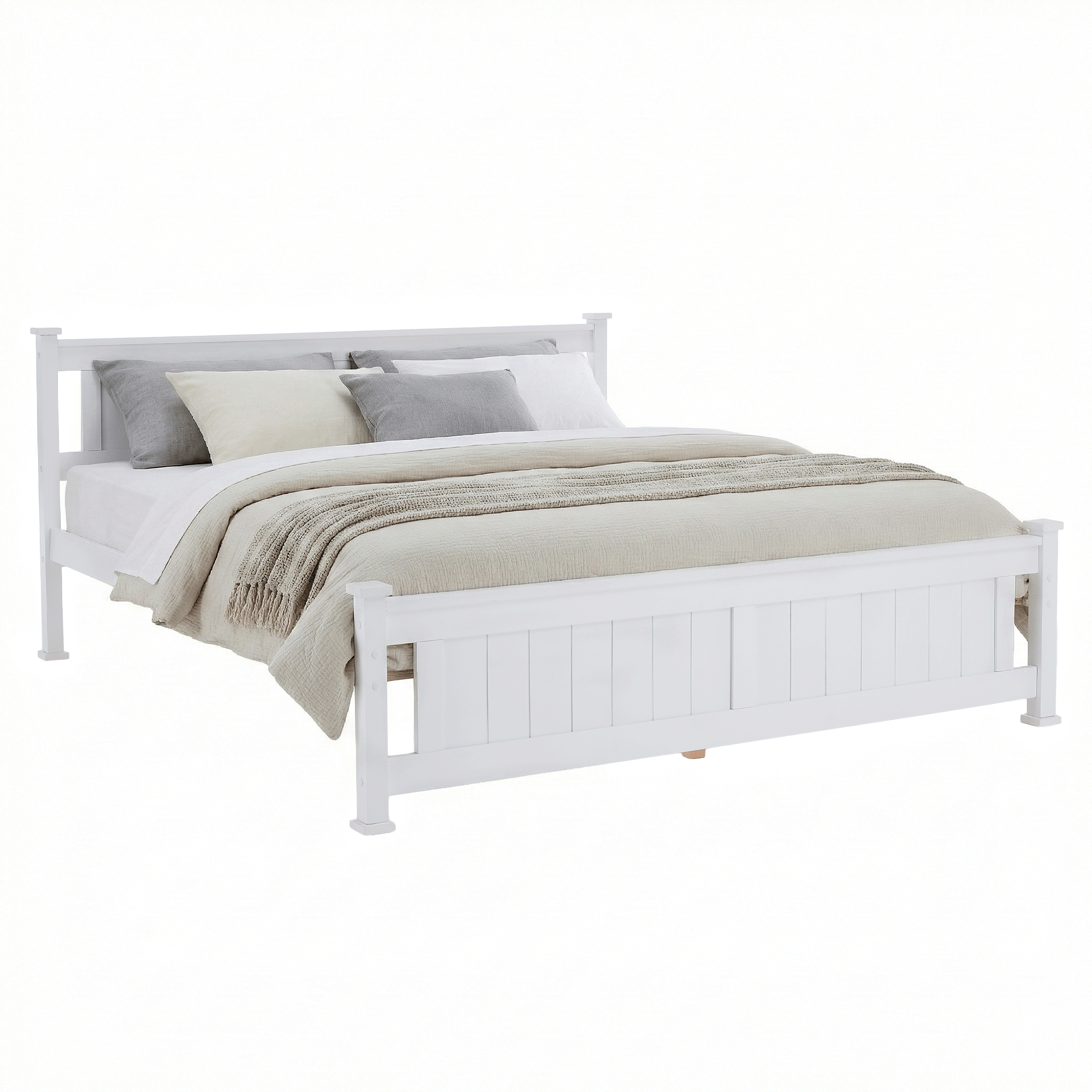 Posteľ s roštom, borovicové drevo/biela, 160x200, LUCAS NEW